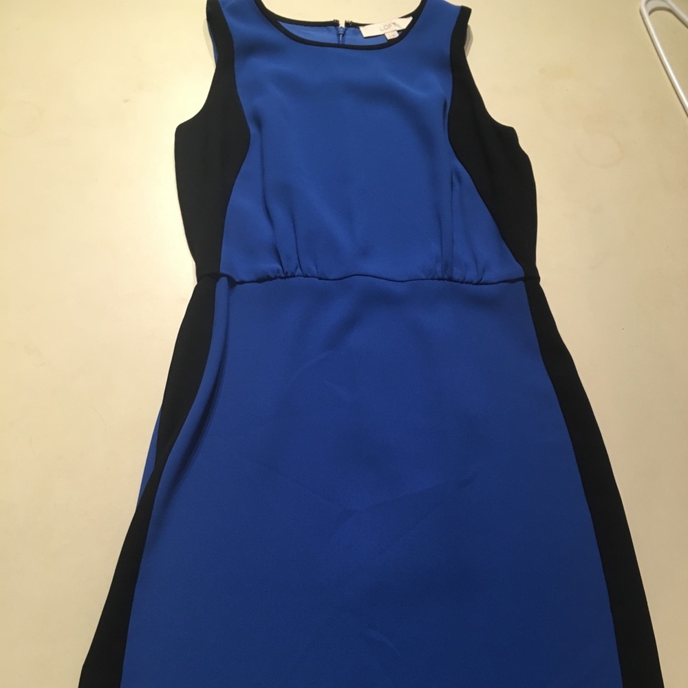 Ann Taylor LOFT sleeveless blue and black dress